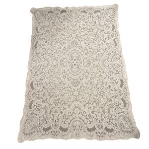 Vintage 84x66 Tablecloth Crochet Lace Ivory Granny Victorian Rectangle Boho